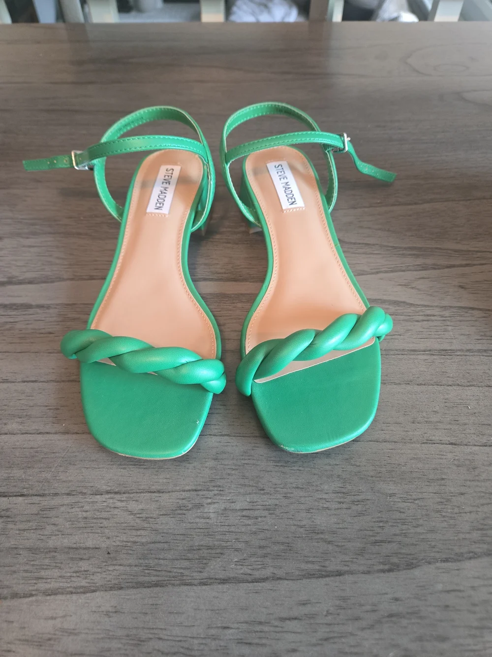 Steve Madden Green Braided Strap Sandals